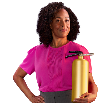 Woman holding fire extinguisher 