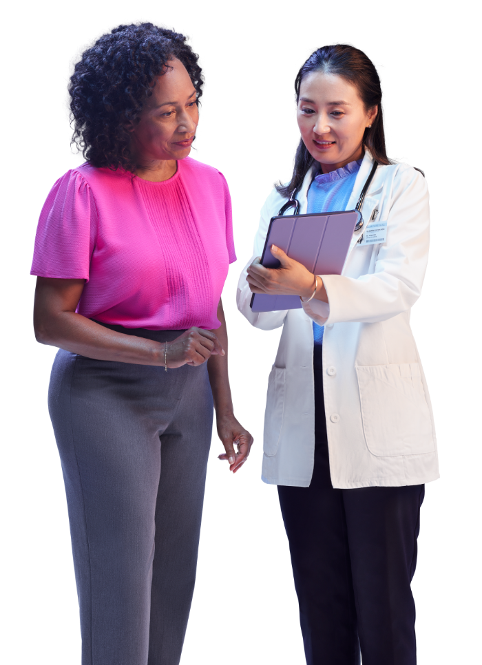 Patient and doctor looking at iPad