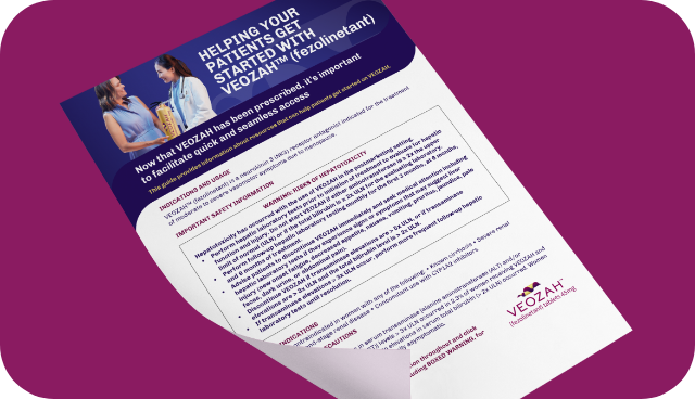 VEOZAH Savings Card and access brochure