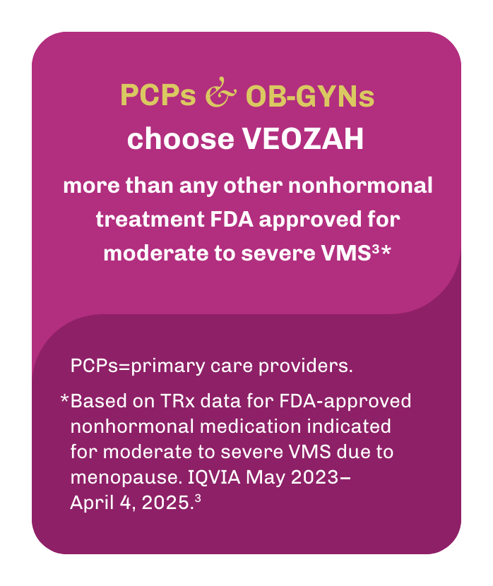 PCP/OB-GYNs choose VEOZAH™ (fezolinetant)